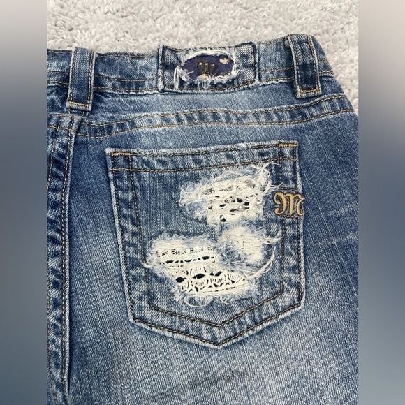 Miss Me Jeans Womens 27 Style # JB7262A Boyfriend Ankle Cut Out Distressing Gems - Picture 7 of 7